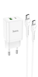 Hoco N28 Netz- Schnellladegerät (QC + PD Anschluss), PD type-C Kabel, weiß