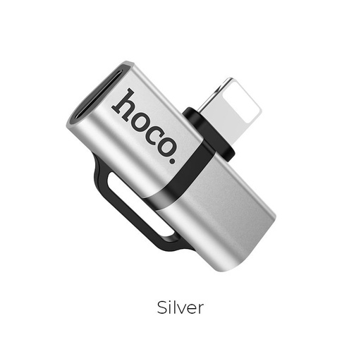 Hoco LS20 2in1 lightning Verteiler (lightning audio+lightning Ladegerät port), silber