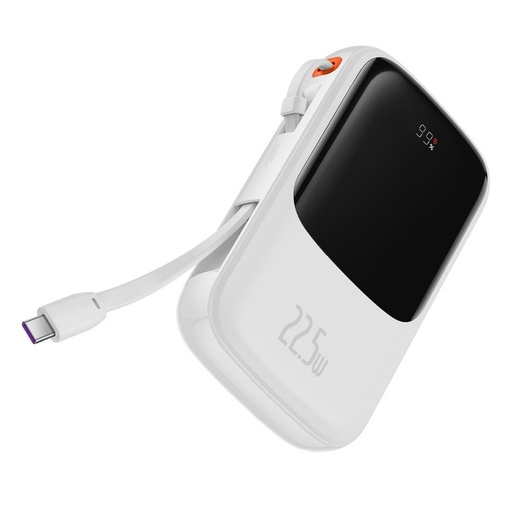 BASEUS QPow powerbank, 10000mAH mit Kapazität,22,5W Lade- mit Leistung, Type-C mit Kabel weiß