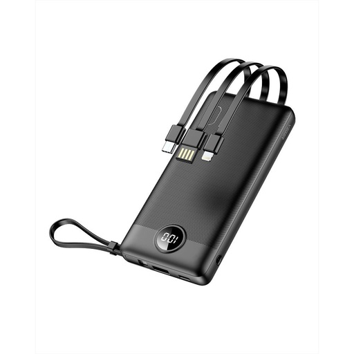 VEGER C10 powerbank, 10000mAH mit Kapazität,20W Lade- mit Leistung, Type-C/MicroUSB/Lightning mit Kabel schwarz