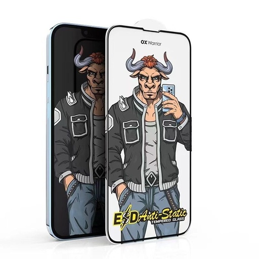 Xiaomi Redmi Note 12S OX Warrior Mr. Punk ESD - Pusher Panzerglas transparent (schwarz Rahmen)