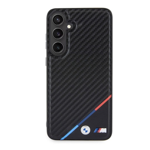 Samsung Galaxy S24+ BMW M PU Leather Carbon MagSafe Hülle – Tricolor Line (Schwarz) - BMHMS24M23PUDTK